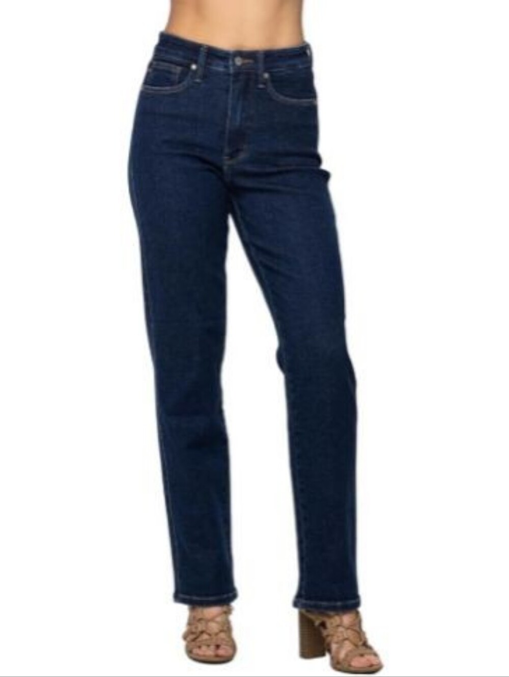 Judy Blue High Waist Tummy Control Classic Straight Dark Blue Wash